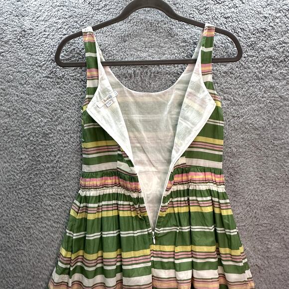 Boden Women's Size 2R Sleeveless Dress Green Pink Stripes Lined Pockets Casual - Picture 6 of 10